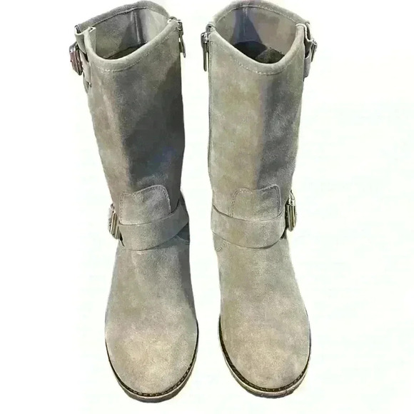 VINCE CAMUTO Windy Mid Calf Suede Moto Boot Taupe Brown Size 7.5 - Picture 3 of 7